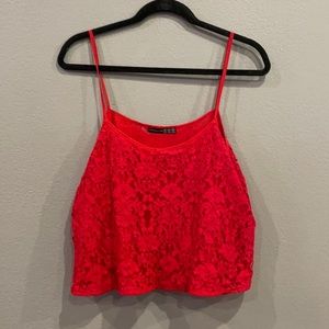 Primark red lace tank/crop top size xsmall/small